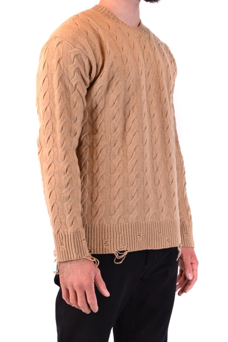 Laneus Classic Cable Knit Sweater In Camel Tone