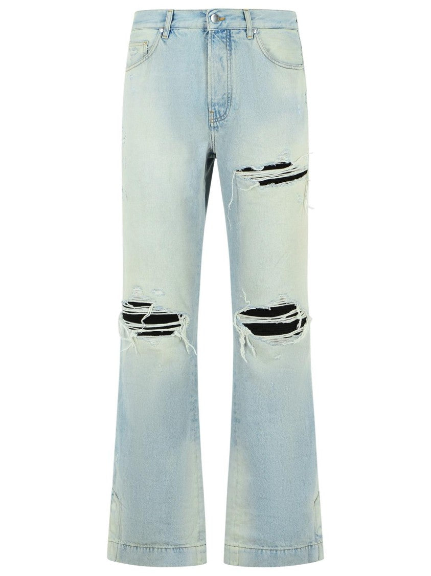 Amiri Flare' Light Blue Cotton Jeans