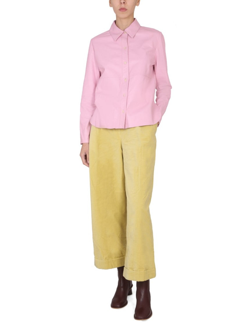 Alysi Pointed Collar Leather Jacket