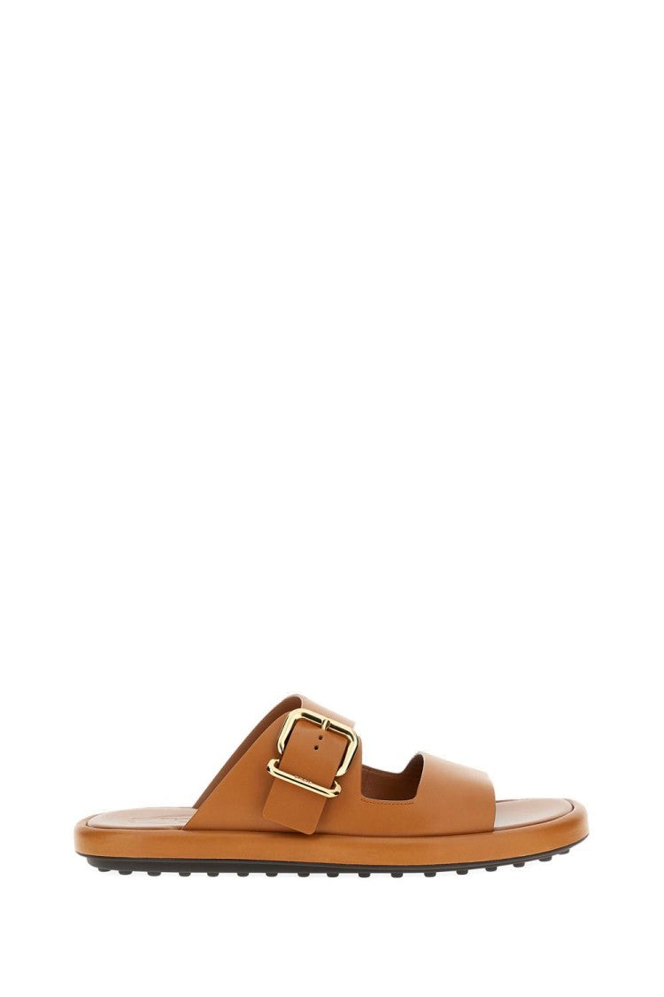 Tod's Leather Sandals With Gold Buckle Closure