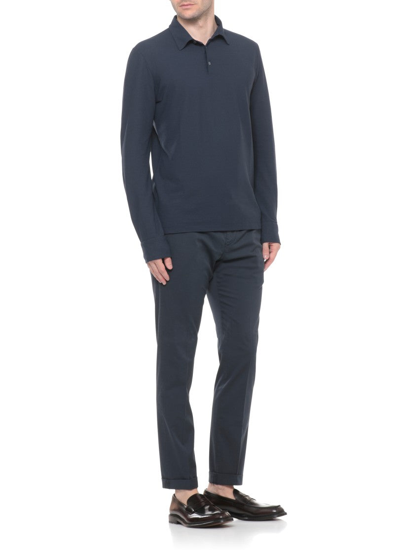 Zanone Blue Cotton Polo Shirt