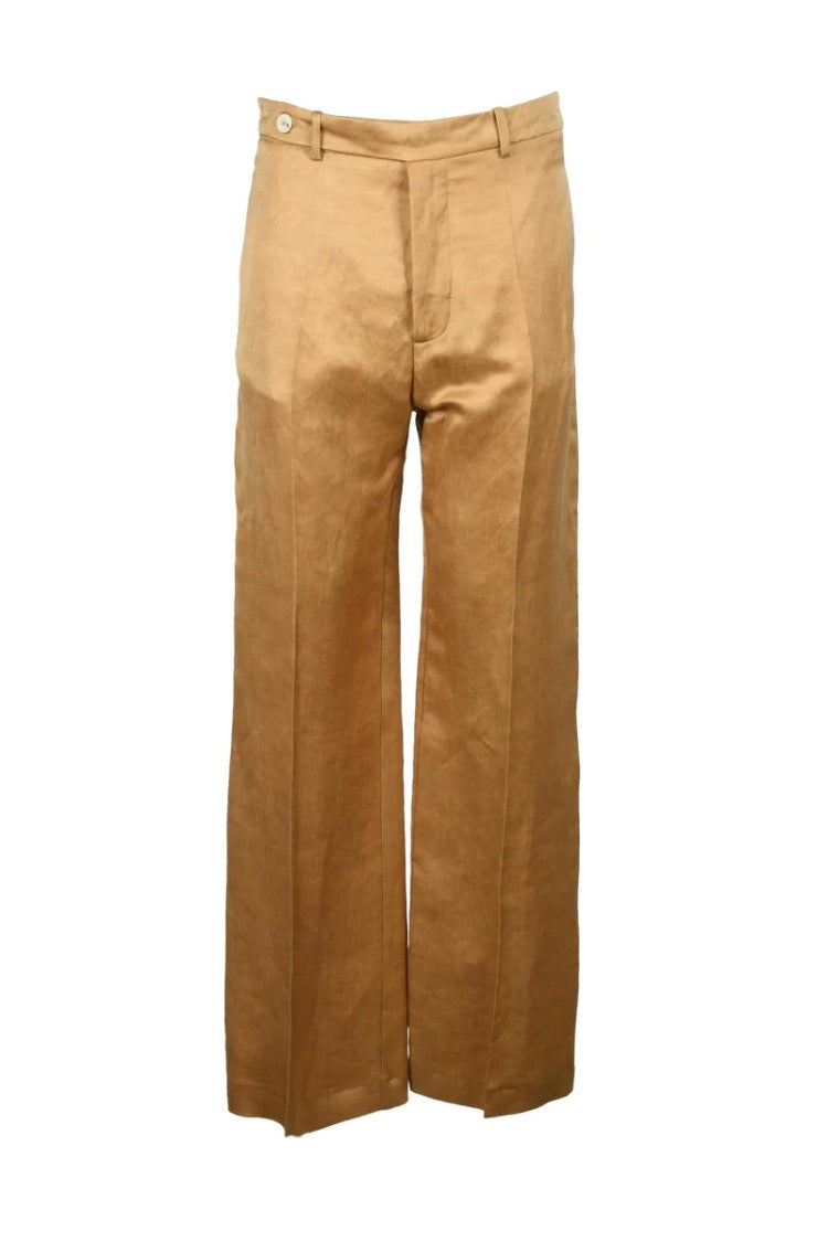 Alysi Linen Cupro Trousers - Curry