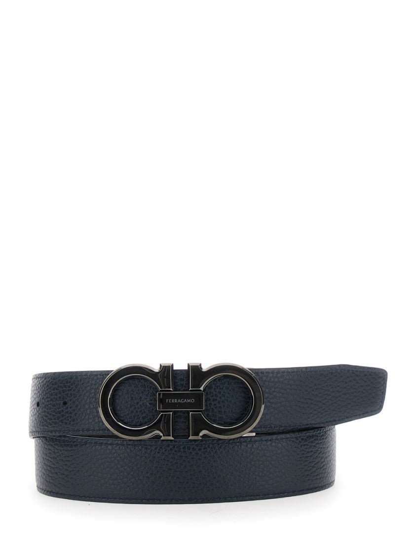 Salvatore Ferragamo Black Calf Leather Belt