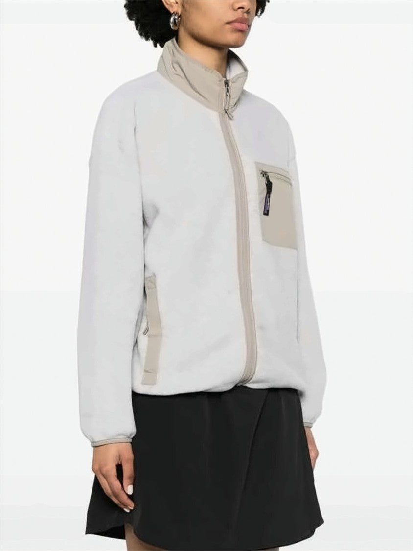 Patagonia Light Grey Fleece Jacket With Beige Accents