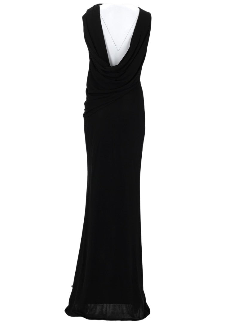 Tom Ford Long Black Jersey Crêpe Evening Dress With Draped Bodice