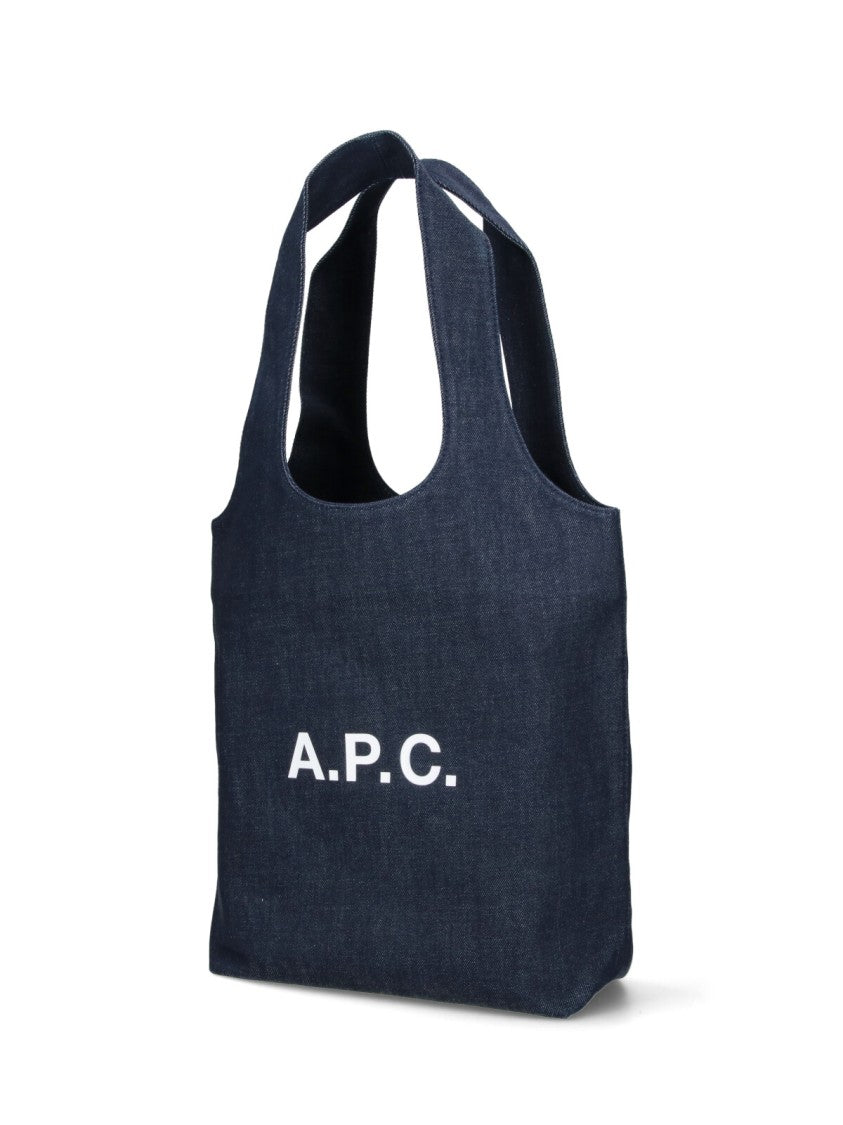 A.P.C. Navy Blue Ninon Fabric Tote Bag