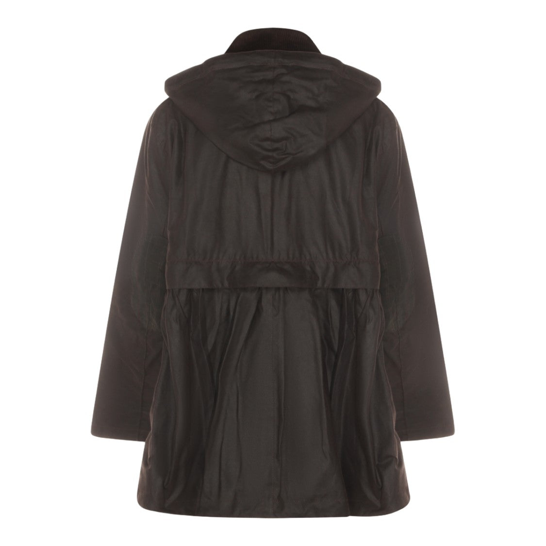 Barbour X Ganni Structured Black Waxed Jacket With Hood