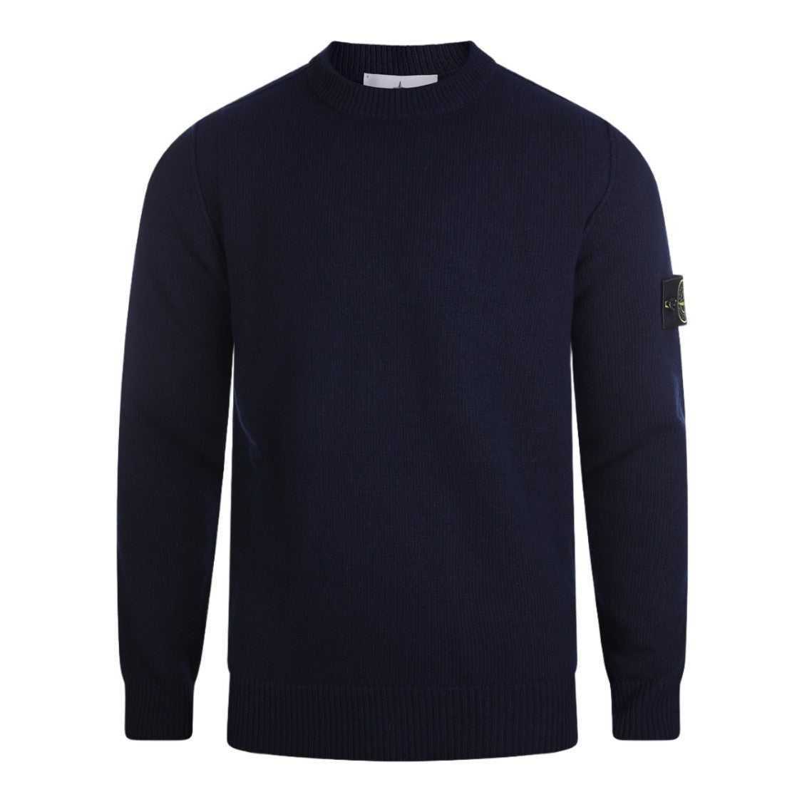 Stone Island Deep Navy Crew Neck Sweater With Ribbed Details