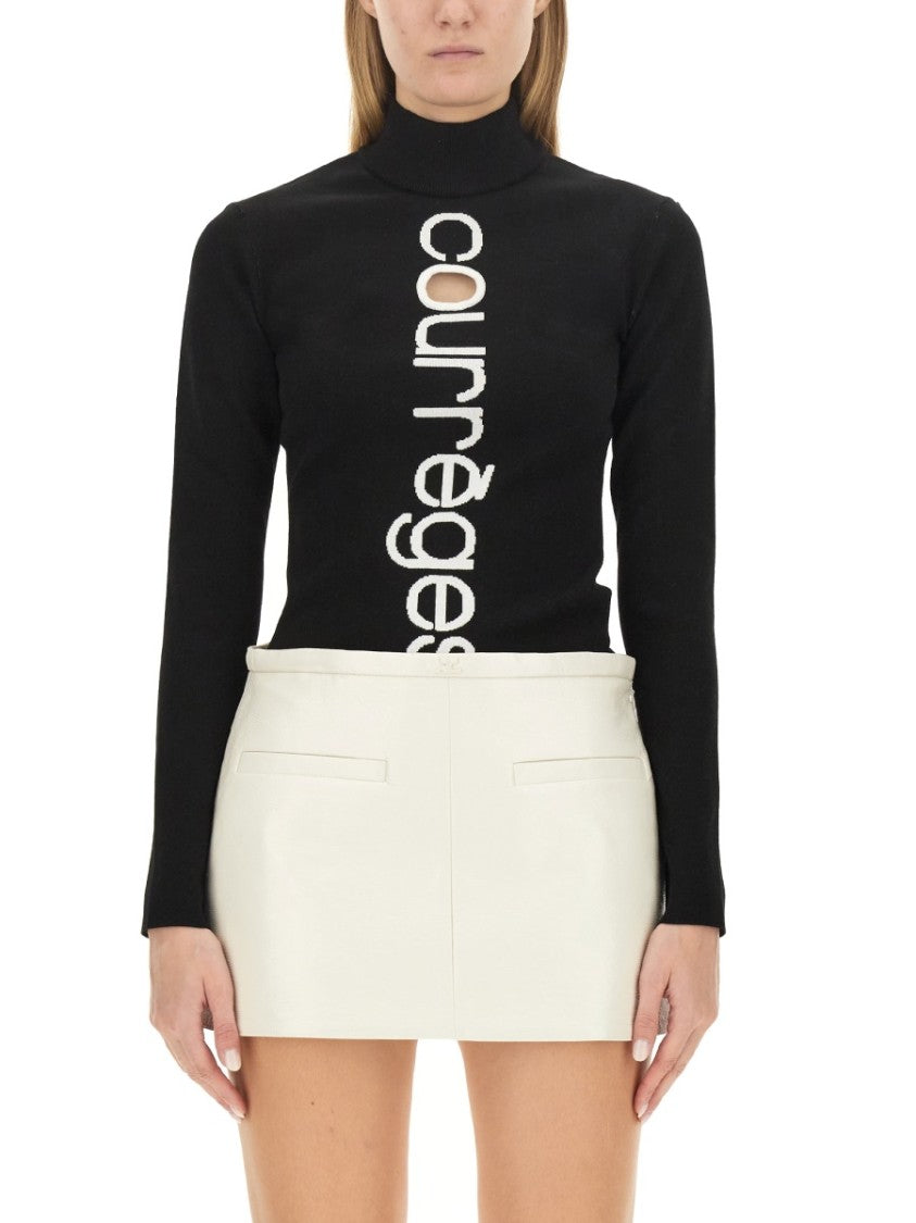 Courrèges High Neck Black Jersey