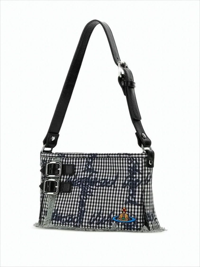 Vivienne Westwood Gingham Pattern Shoulder Bag With Leather Accents