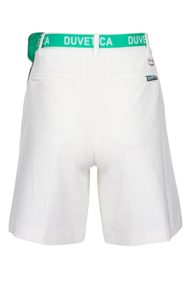 Duvetica Tailored White Shorts With Pleats