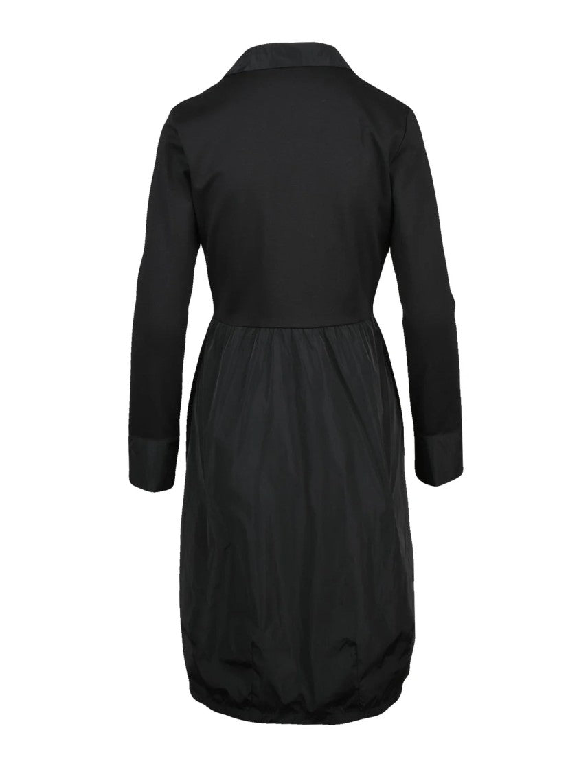 Vicario Cinque Black Collared Satin Viscose-Blend Long Dress