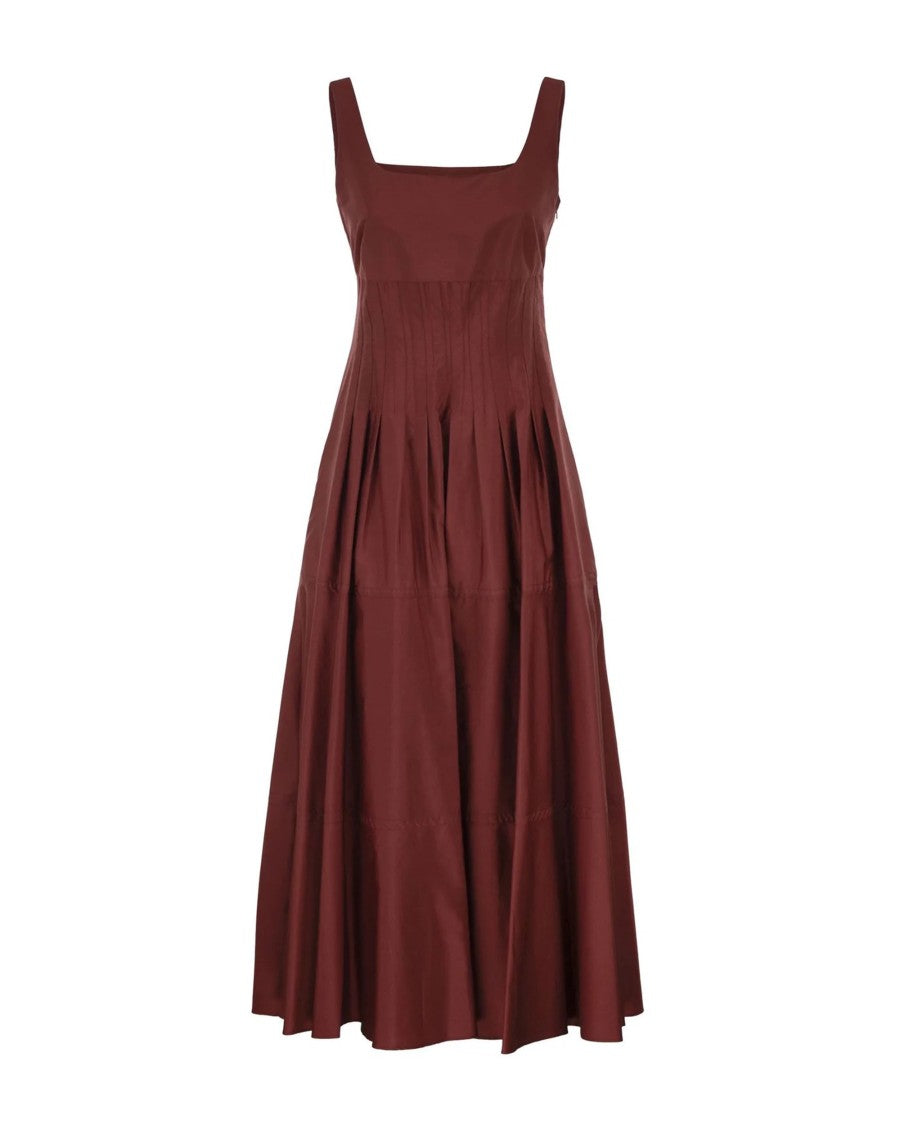 Max Mara Brick Poplin Full Skirt Maxi Dress