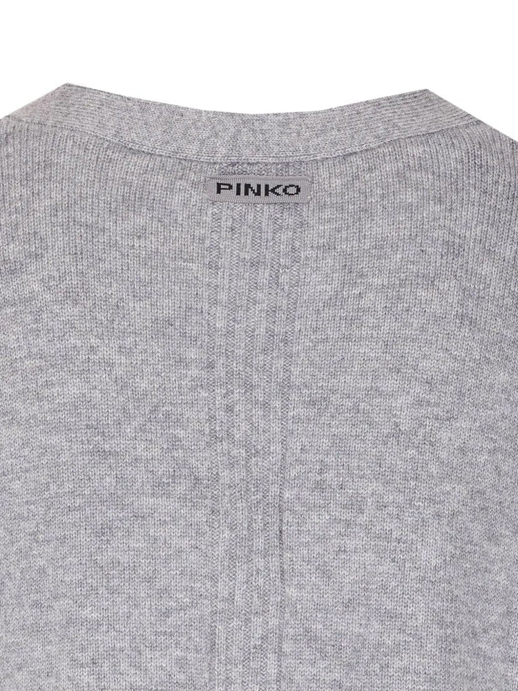 Pinko Grey Tasmania V-Neck Wool-Cashmere Cardigan