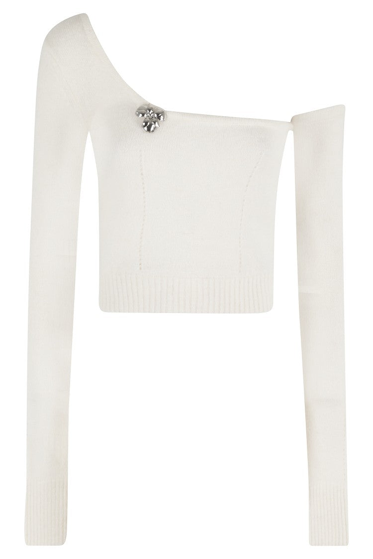 Blumarine One-Shoulder Knit Top With Removable Sleeve