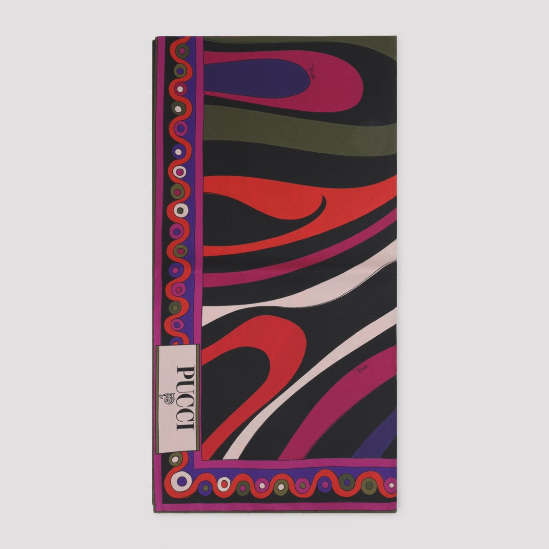 Pucci Bold Abstract Silk Scarf With Decorative Edges