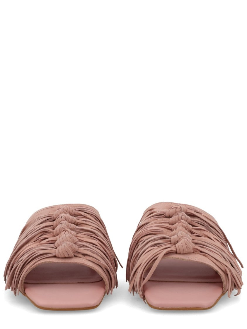 Ash Brigitte Knotted Fringe Slide Sandals