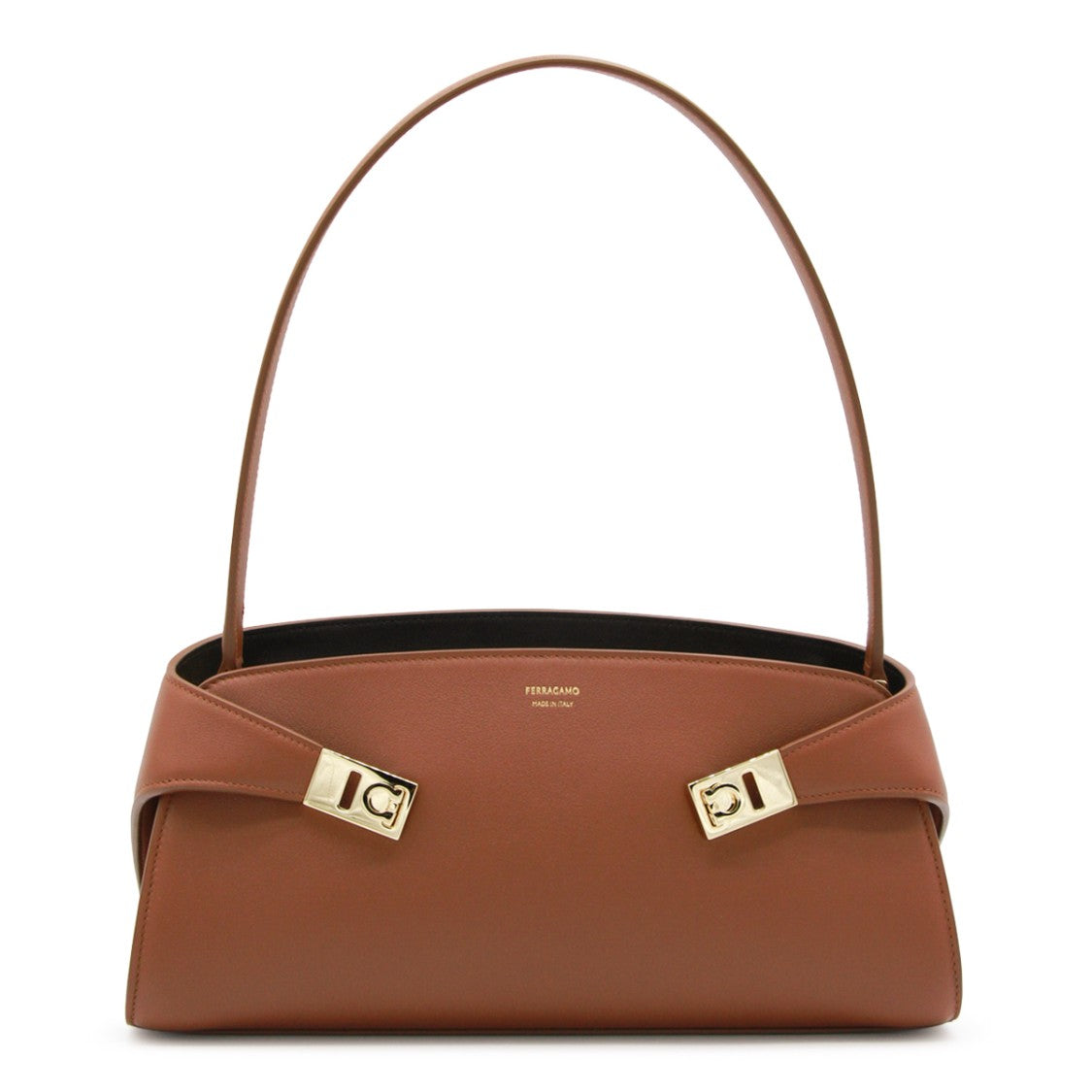 Ferragamo Hug Mini Shoulder Bag In Smooth Brown Leather