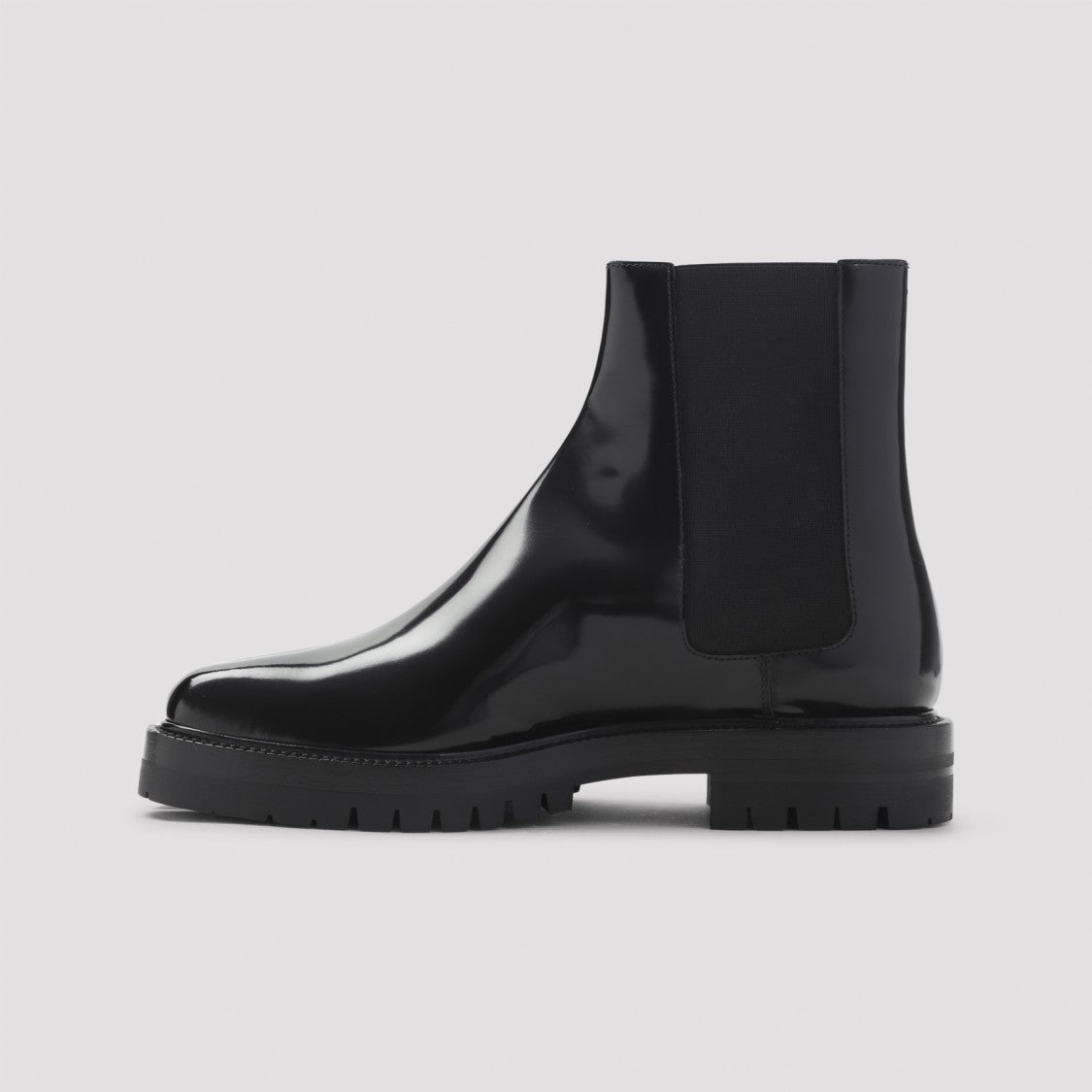 Maison Margiela Polished Leather Boots With Distinctive Split-Toe Design