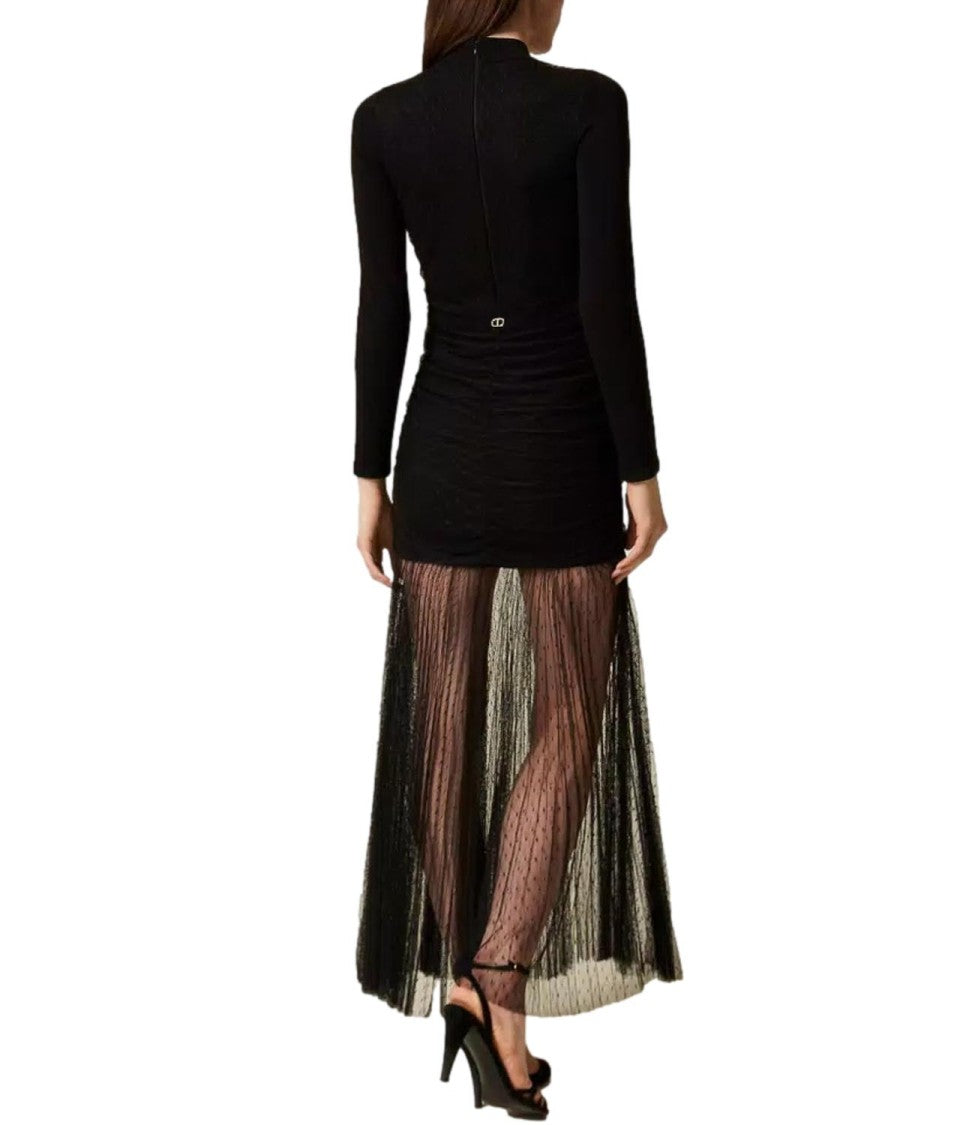 Twin-Set Floor-Length Tulle And Viscose Knit Dress
