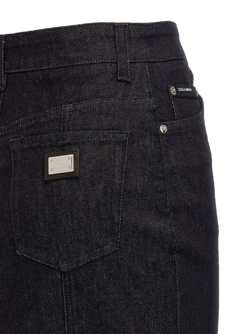 Dolce & Gabbana Longuette Pencil Skirt In Cotton Denim