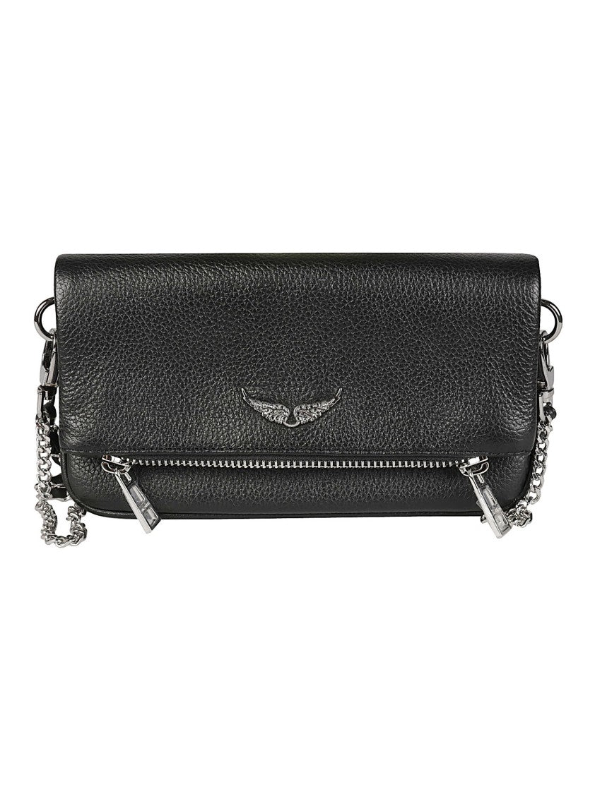 Zadig & Voltaire Rock Nano Compact Metallic Emblem Leather Shoulder Bag