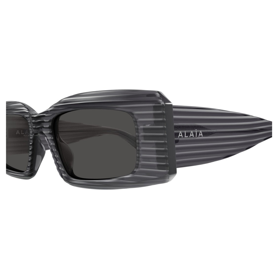 Azzedine Alaïa Aa0078s Rectangular Ribbed Frame Sunglasses In Recycled Acetate