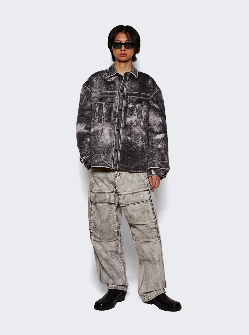 Alexander Wang Oversized Shirt Jacket Trompe Loeil Leather Effect Grey