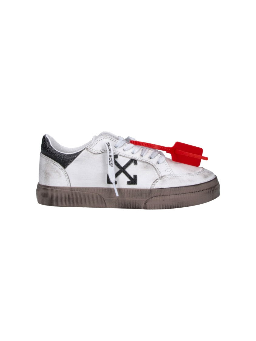 Off-White White Vulcanized Low Distressed Leather Sneakers