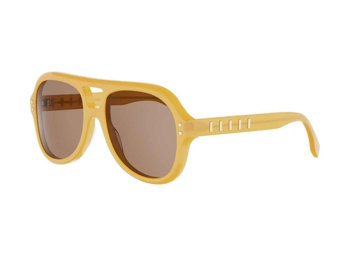 Fendi Fe40232i Mustard Yellow Oversized Aviator Sunglasses