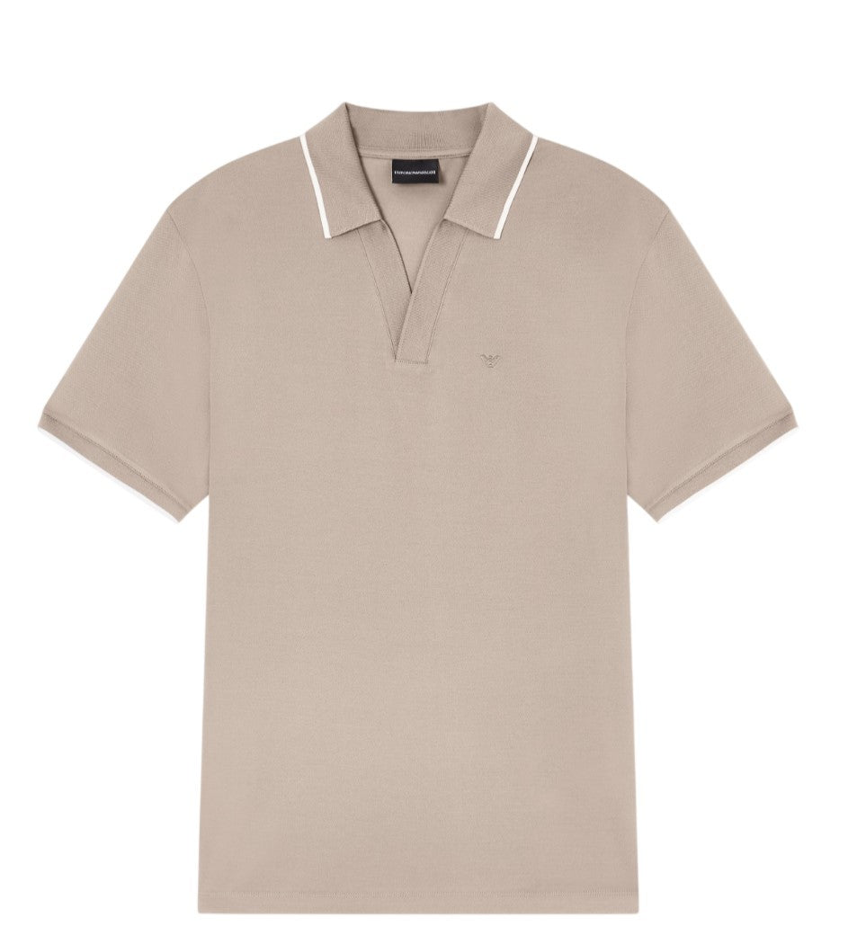 Emporio Armani V Neck Pique Polo Collar Shirt