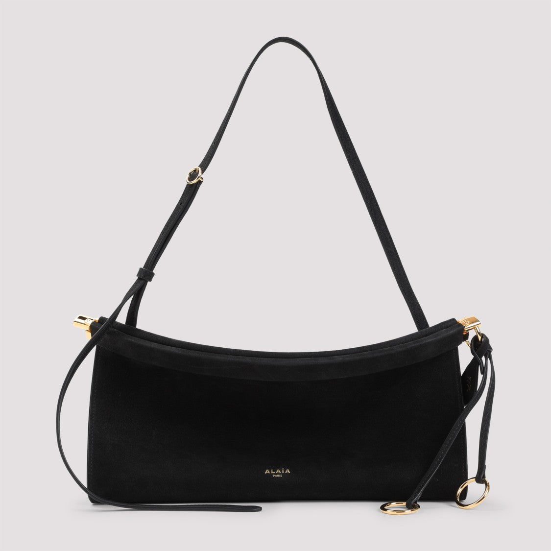 Alaïa East West M Black Nabuk Shoulder Bag