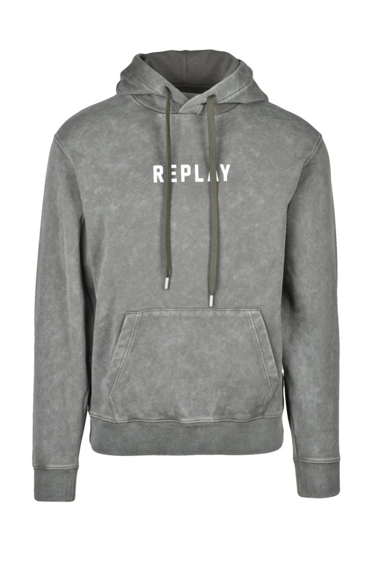 Replay Military Green Men Cotton Hoodie