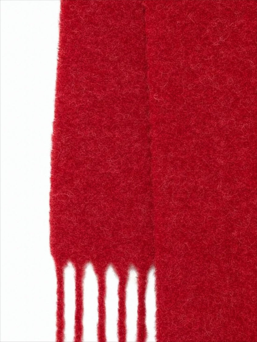 Jacquemus Long Red Scarf With Fringed Ends And Subtle Branding
