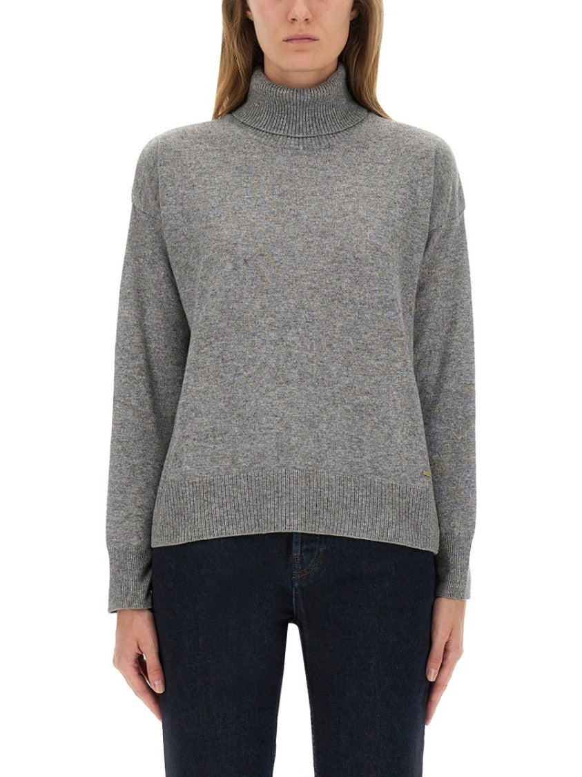 Woolrich Medium Grey Wool Turtleneck Shirt