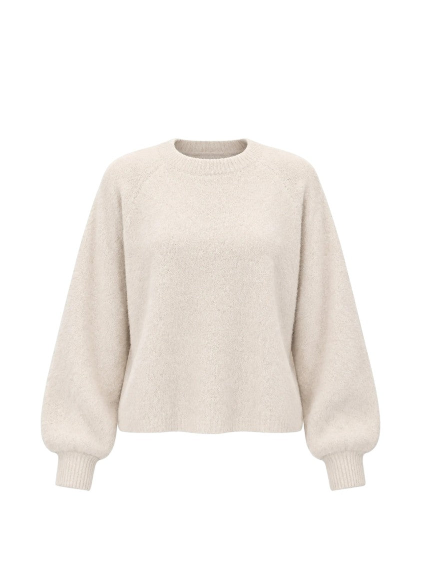 Marella Oatmeal Beige Brushed Crewneck Sweater