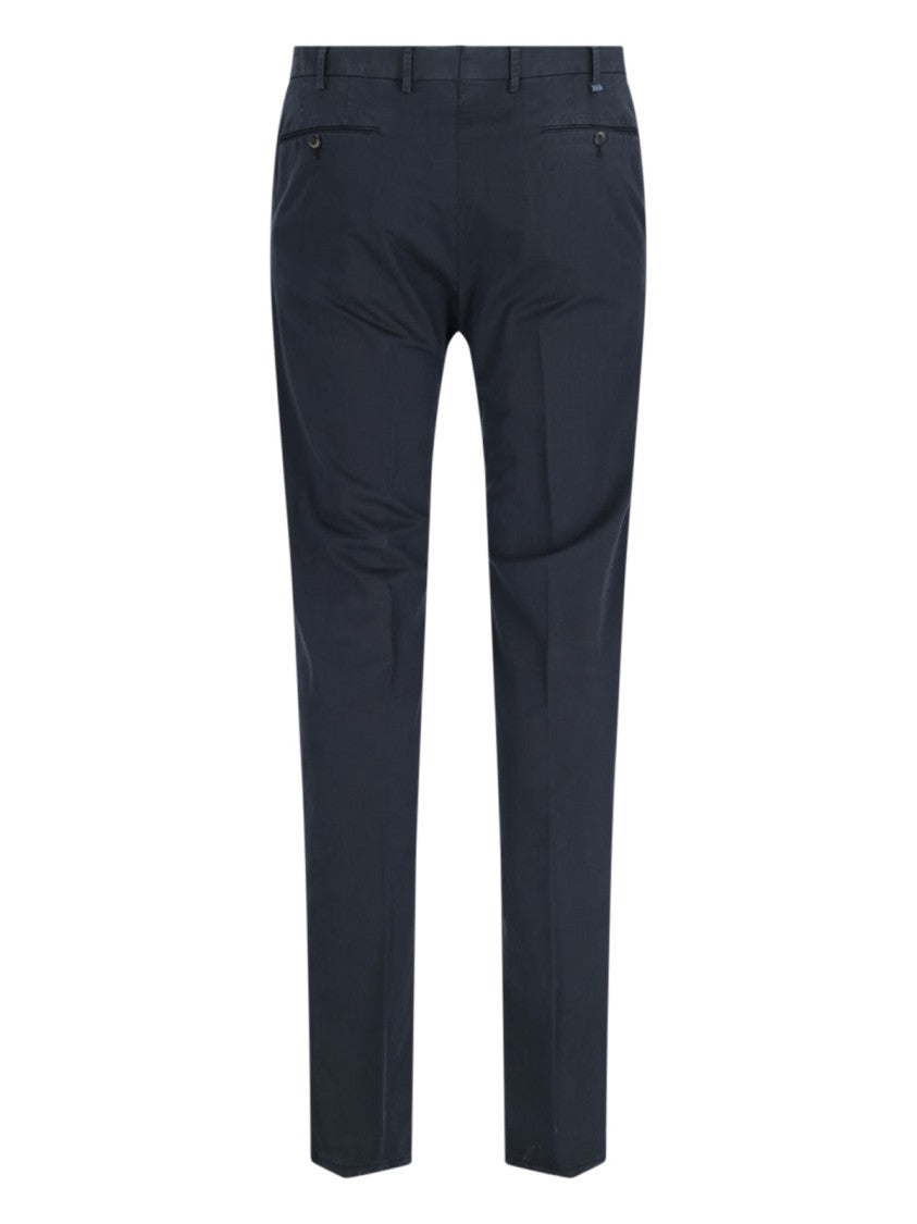 Pt Torino Navy Blue Superslim Chinos With Straight Leg Design