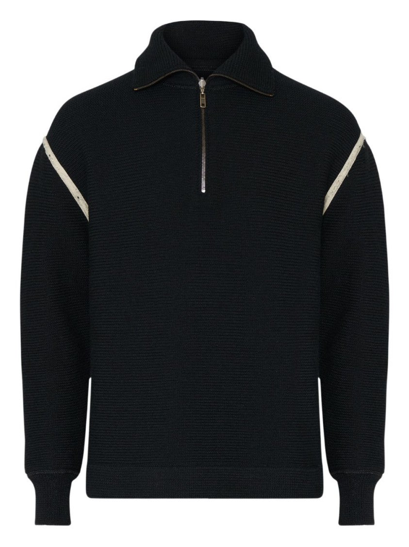 Maison Margiela Half Zip Sweater With High Neck