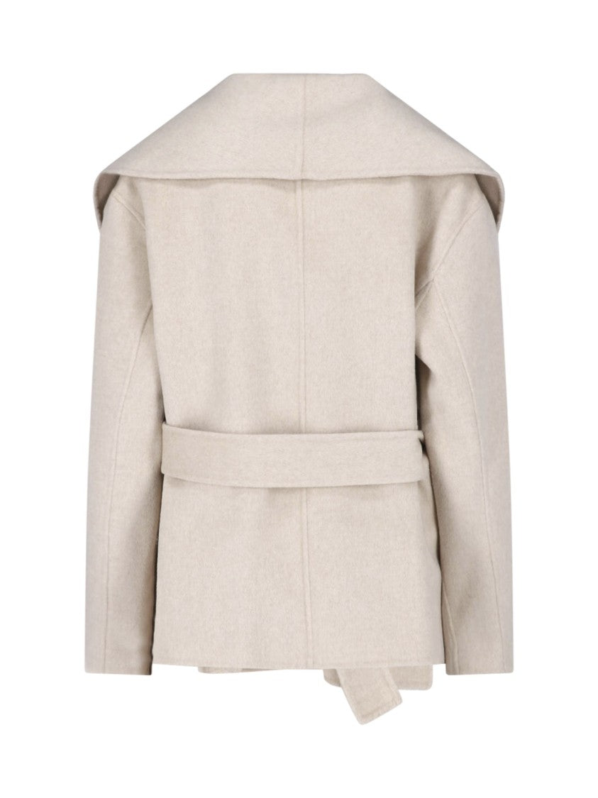 Calvin Klein Boxy Oversized Collar Belted Jacket