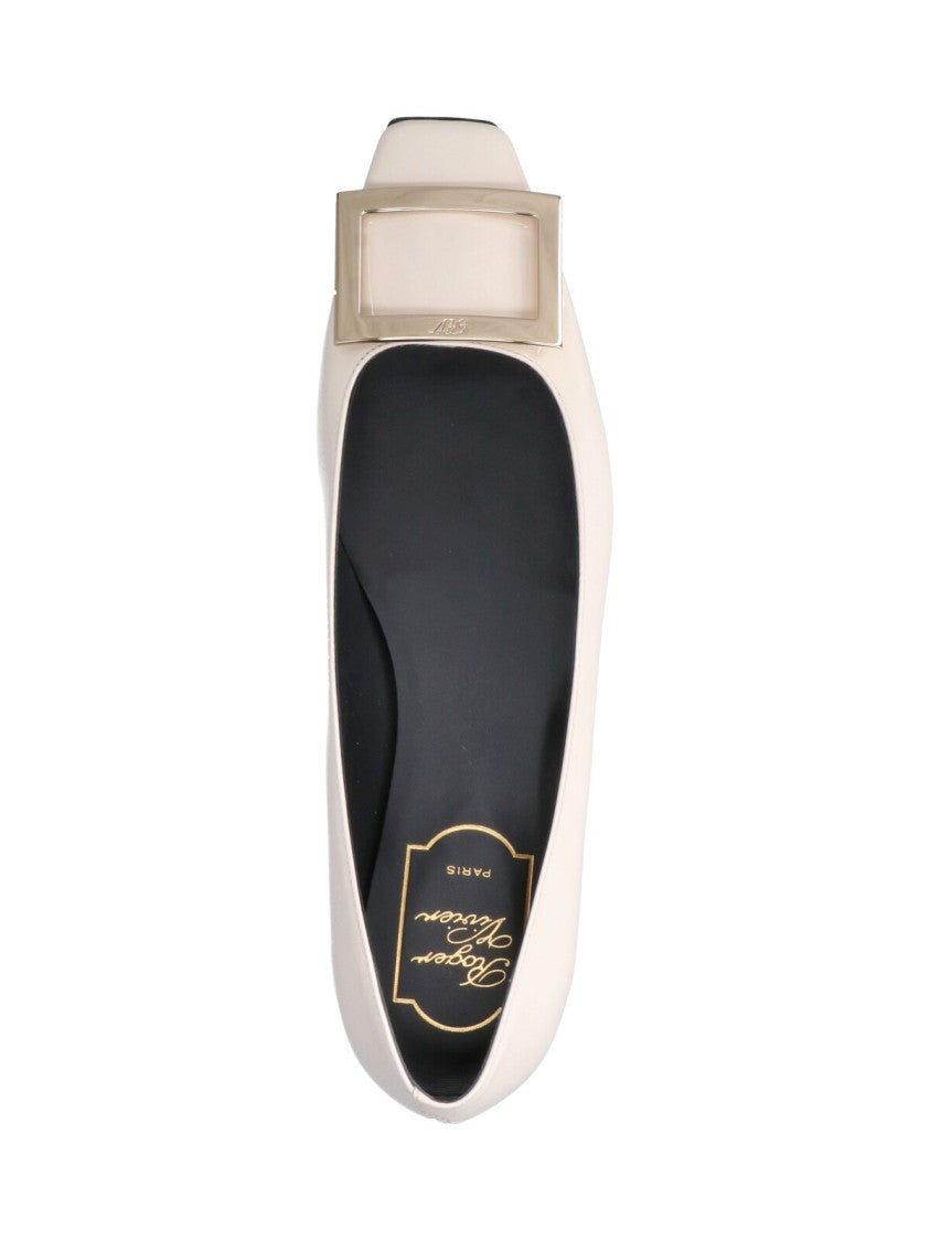 Roger Vivier White Gommette Glossy Calf Leather Flats