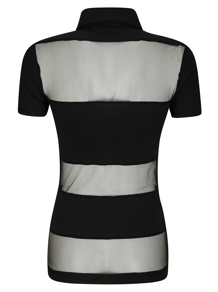 Coperni Short Sleeve Striped Polo Shirt With Collar