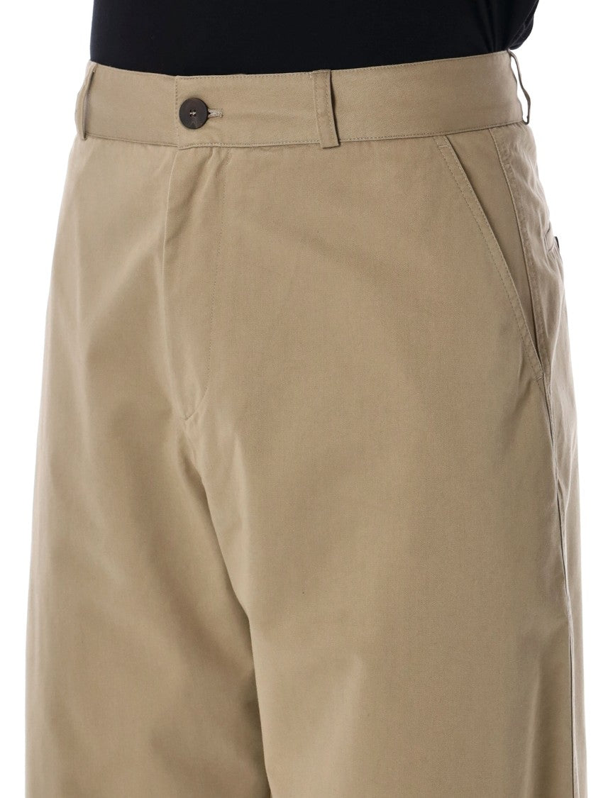 Studio Nicholson Brown Wide-Leg Chino Pants