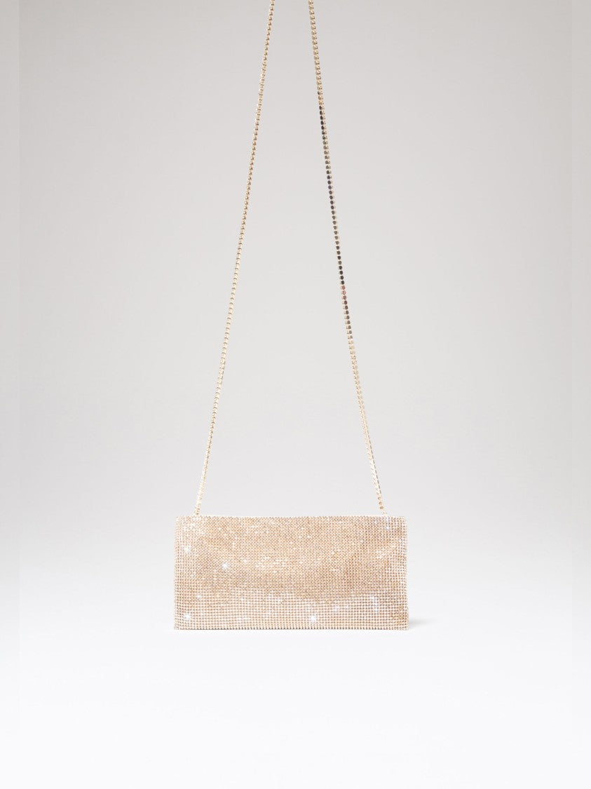 Benedetta Bruzziches Rectangular Evening Bag With Crystal Embellishments And Chain Strap