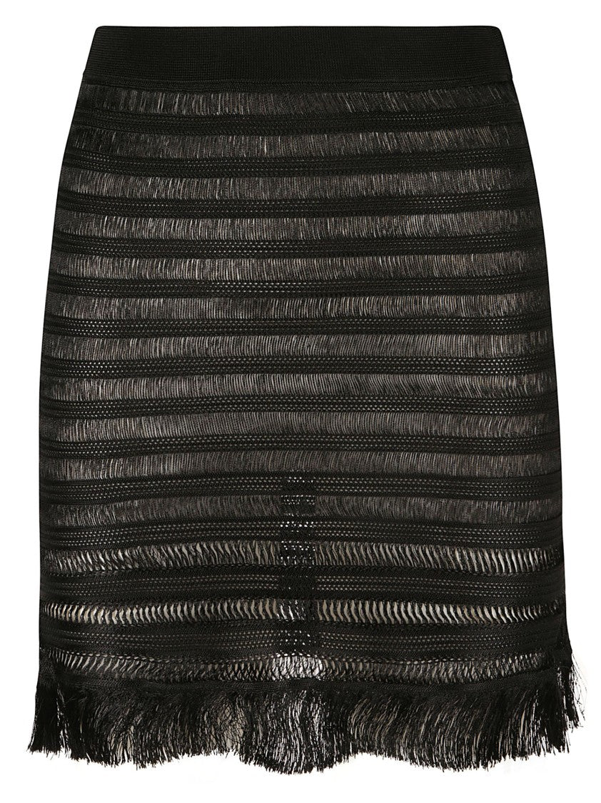 Tom Ford Textured Black Skirt With Fringed Hem