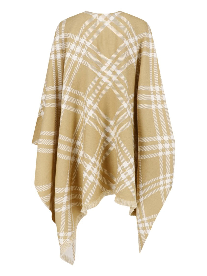 Burberry Poncho Style Draped Jacket With Classic Check Pattern