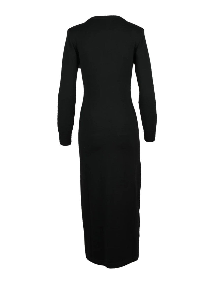 P.A.R.O.S.H. Long Black Knit Dress With Subtle Side Slit
