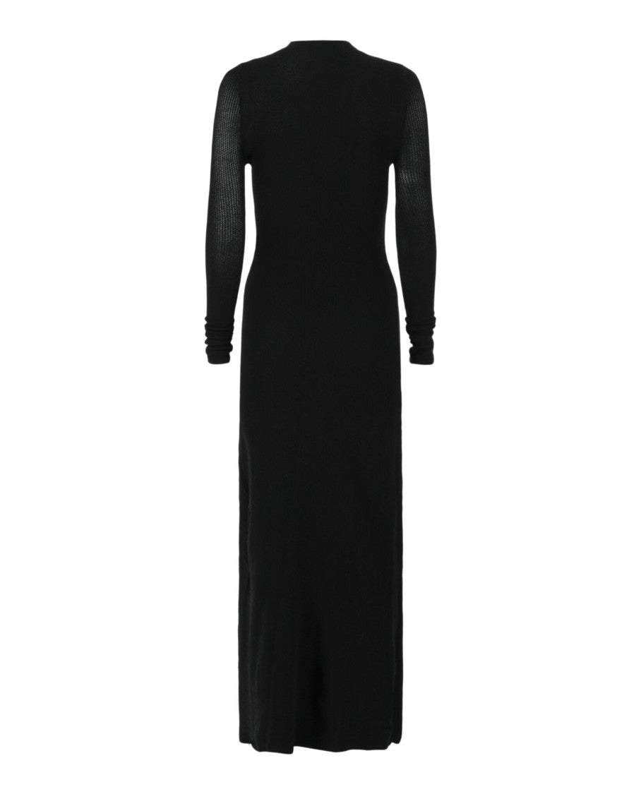 Balenciaga Fitted Black Knit Maxi Dress With Mock Neck