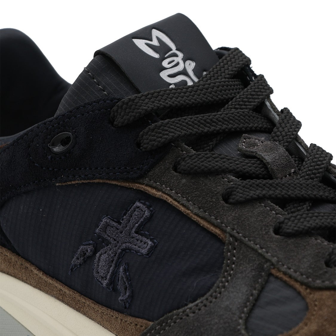 Premiata Layered Suede Fabric Chunky Sole Sneakers