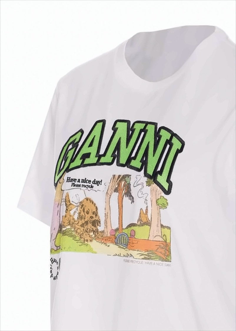 Ganni Classic Relaxed-Fit Graphic T-Shirt