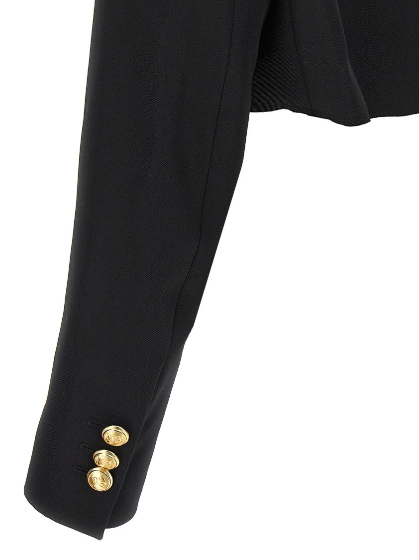 Palm Angels Double-Breasted Cropped Blazer With Gold Button Accents
